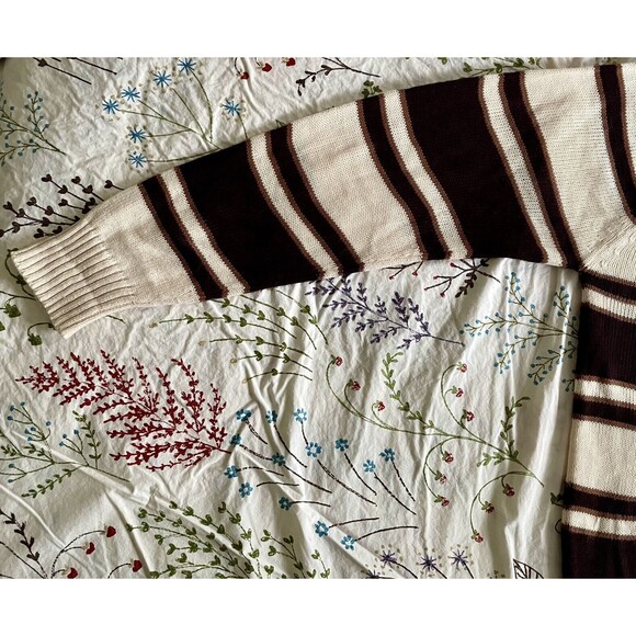 Vintage Year Rounder Sweater Men’s Medium Tan Striped Pullover Sweater - Picture 4 of 13